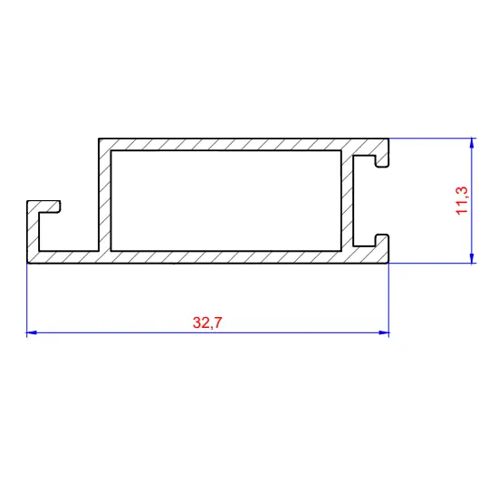 33 x 11 mm-es szúnyogháló profil metszet
